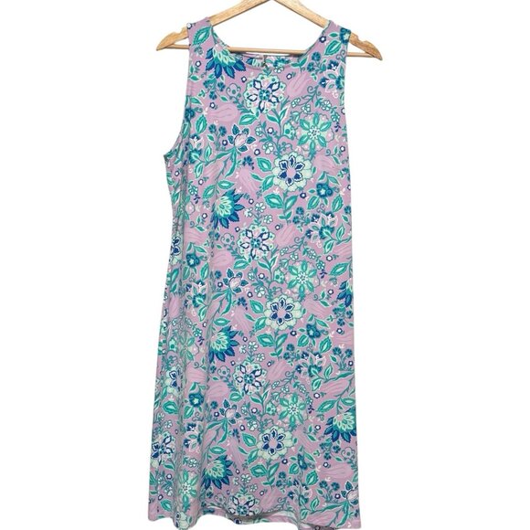 Talbots Effortless Womens Sz L Purple Floral Performance Stretch Dress Golf - Picture 2 of 9